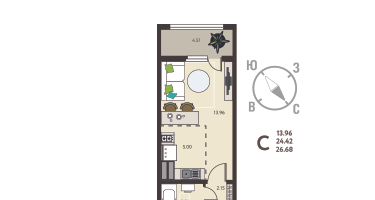 Студия, 26&nbsp;м²