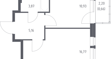 1-к. квартира, 37&nbsp;м²