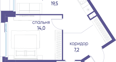 1-к. квартира, 44&nbsp;м²