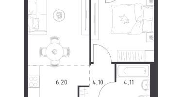 Студия, 38&nbsp;м²