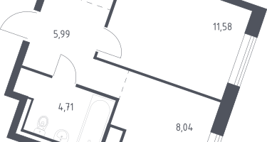 1-к. квартира, 33&nbsp;м²