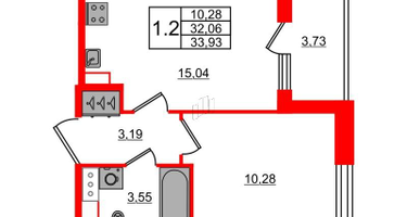 1-к. квартира, 32&nbsp;м²