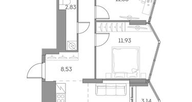 Студия, 54 м²