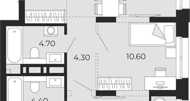 2-к. квартира, 64 м²