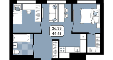Студия, 44&nbsp;м²