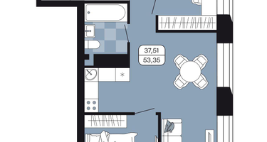 Студия, 53&nbsp;м²