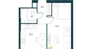 1-к. квартира, 33 м²