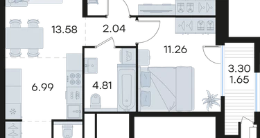 2-к. квартира, 60&nbsp;м²