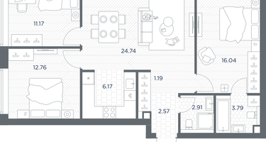 3-к. квартира, 81&nbsp;м²