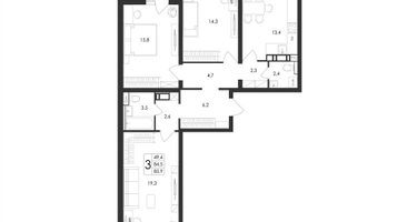 3-к. квартира, 85&nbsp;м²