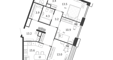 3-к. квартира, 85 м²
