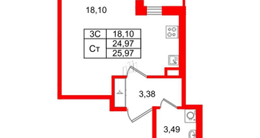 Студия, 24 м²