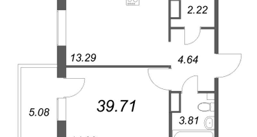 1-к. квартира, 40&nbsp;м²