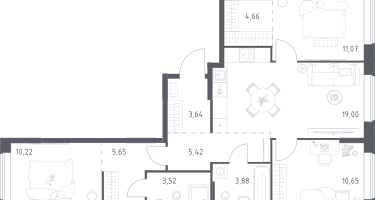 3-к. квартира, 77&nbsp;м²