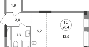 Студия, 26 м²