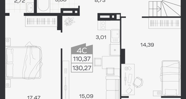 4-к. квартира, 130 м²