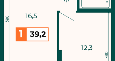 1-к. квартира, 39 м²