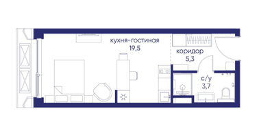 Студия, 28&nbsp;м²