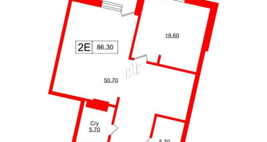 1-к. квартира, 86&nbsp;м²