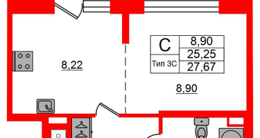 Студия, 25 м²