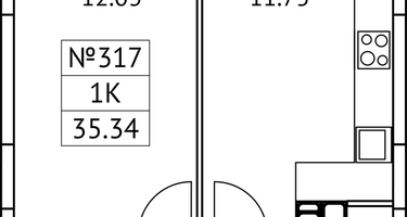 1-к. квартира, 35&nbsp;м²