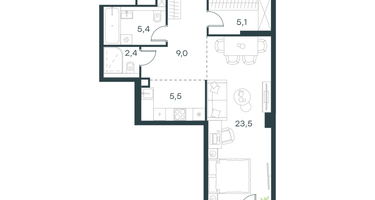 1-к. квартира, 51 м²