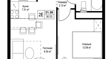 2-к. квартира, 36&nbsp;м²