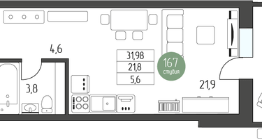 Студия, 31&nbsp;м²