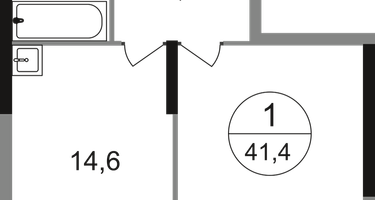 1-к. квартира, 41 м²