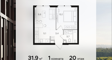 1-к. квартира, 31 м²