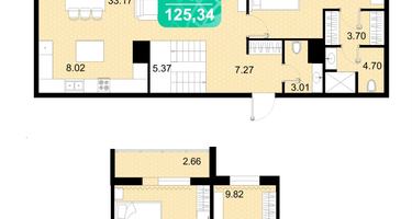4-к. квартира, 125 м²