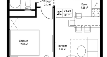 2-к. квартира, 36&nbsp;м²