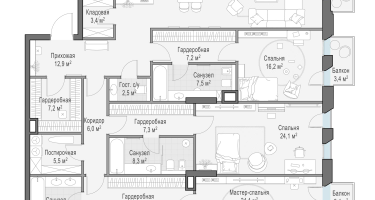 3-к. квартира, 204 м²