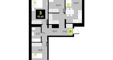 3-к. квартира, 93&nbsp;м²