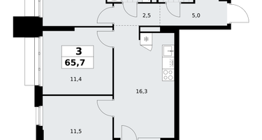 3-к. квартира, 65&nbsp;м²