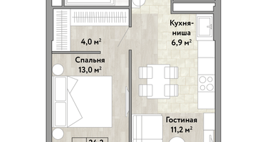 1-к. квартира, 47 м²