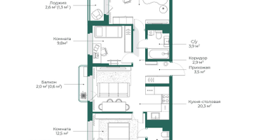 3-к. квартира, 71 м²