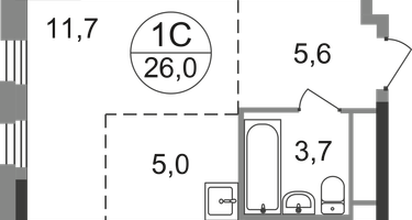Студия, 26 м²