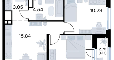 2-к. квартира, 45 м²