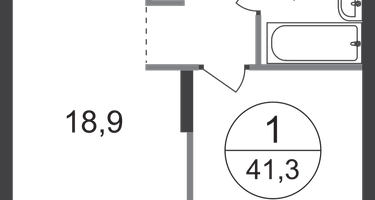 1-к. квартира, 41 м²