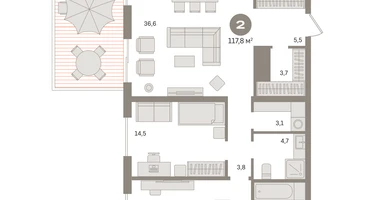 2-к. квартира, 118&nbsp;м²