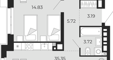 2-к. квартира, 84&nbsp;м²