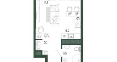 Студия, 27 м²