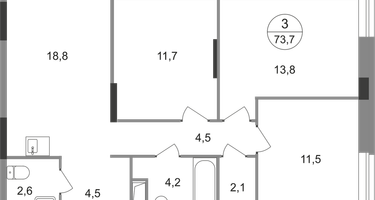 3-к. квартира, 73 м²