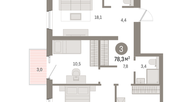 3-к. квартира, 78&nbsp;м²