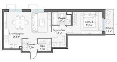 3-к. квартира, 57&nbsp;м²