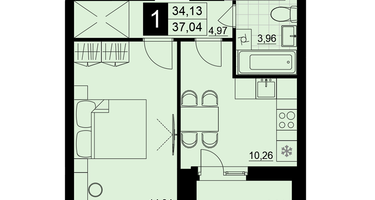 1-к. квартира, 35&nbsp;м²