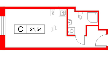Студия, 21&nbsp;м²