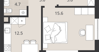 1-к. квартира, 42&nbsp;м²