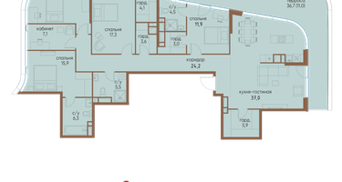 5-к. квартира, 170&nbsp;м²